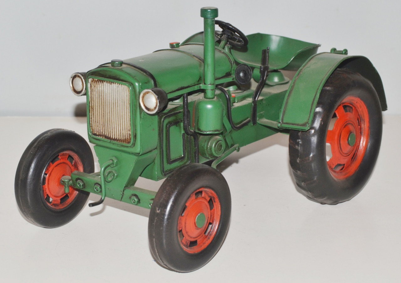 Blechtraktor Nostalgie Modellauto Oldtimer Marke Deutz Traktor Modell F1M414 aus Blech L 28 cm