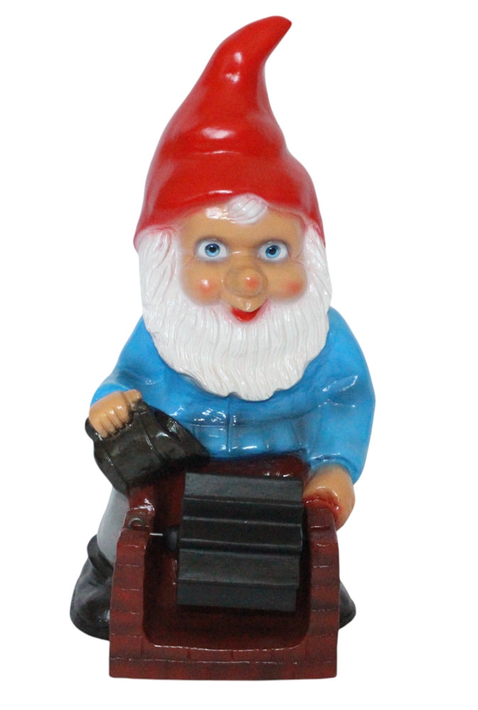 Gartenzwerg am Wasserrad mit Wasserspiel Höhe 41 cm Zwerg Wasserspeier ohne Pumpe