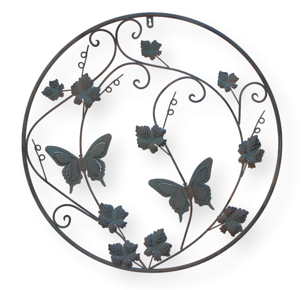 Wanddekoration Metall Schmetterlinge Durchmesser 64 cm Outdoor Wanddeko Metallbild Wandverzierung