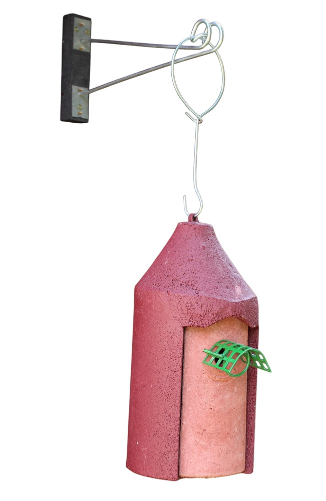 Nisthöhle Typ 2M rot mit Räuberschutz und FT Aufhängung Flugloch 26 mm Nisthilfe für Kleinmeisen