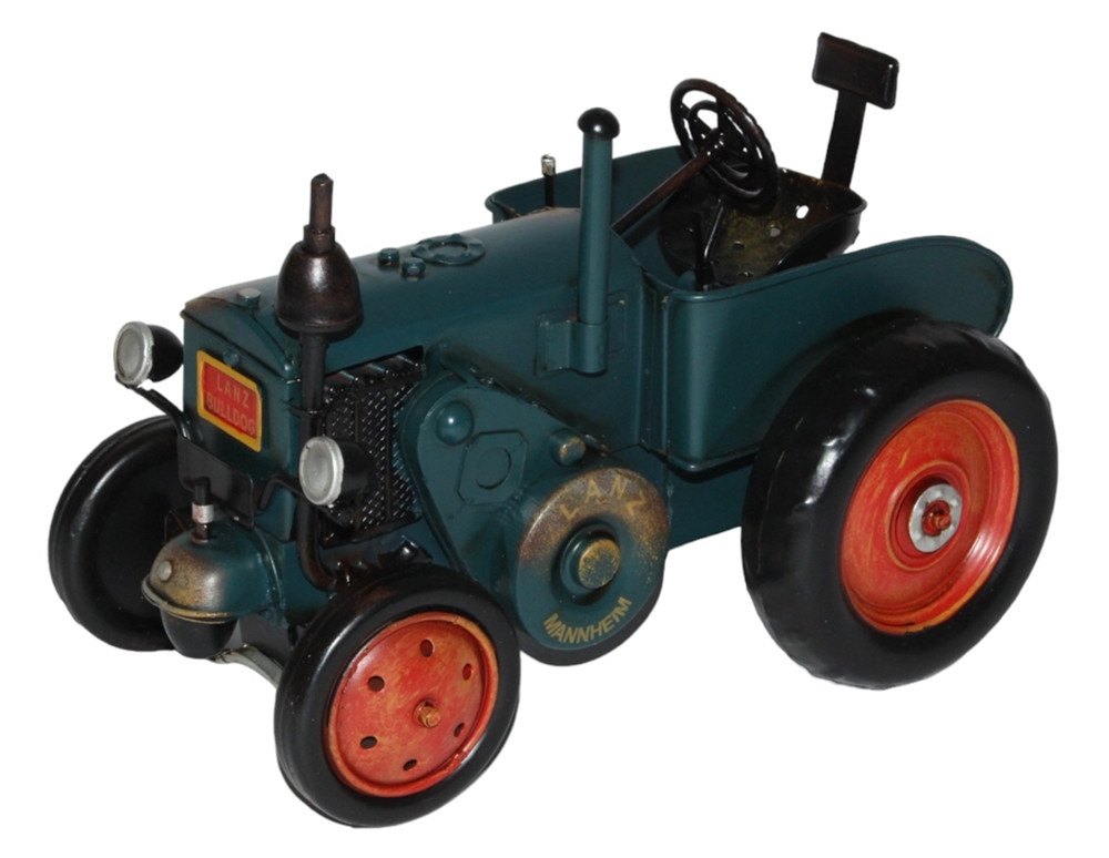 Blechtraktor Nostalgie Modellauto Oldtimer Marke Lanz Bulldog Traktor D95/D1506 aus Blech L 27 cm