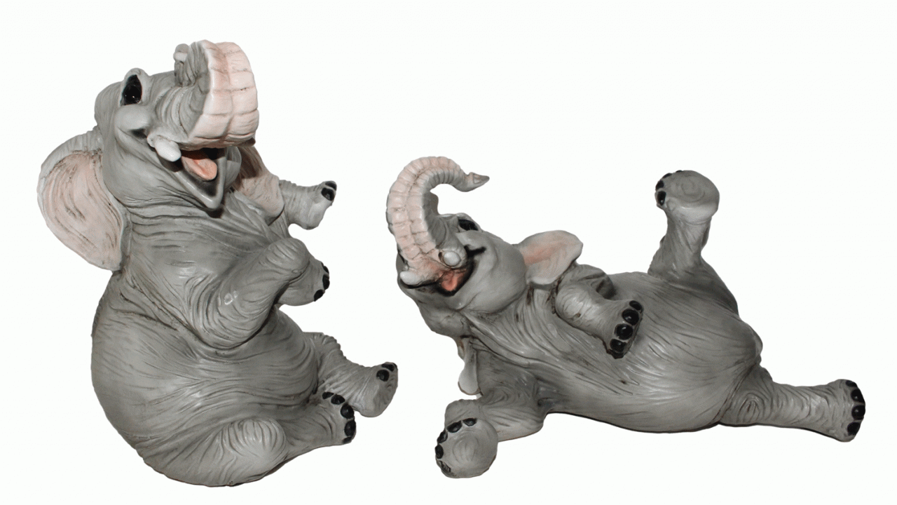 Figur Elefant Baby Elefantenfiguren sitzend u. liegend Tierfigur Kollektion Castagna Resin H 15-21cm