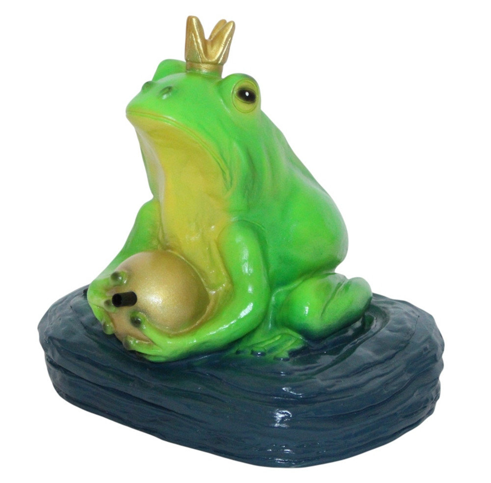 Deko Figur Froschkönig mit Kugel H 25 cm Gartenfigur Dekofigur mit Scherz Bewegungsmelder Quak