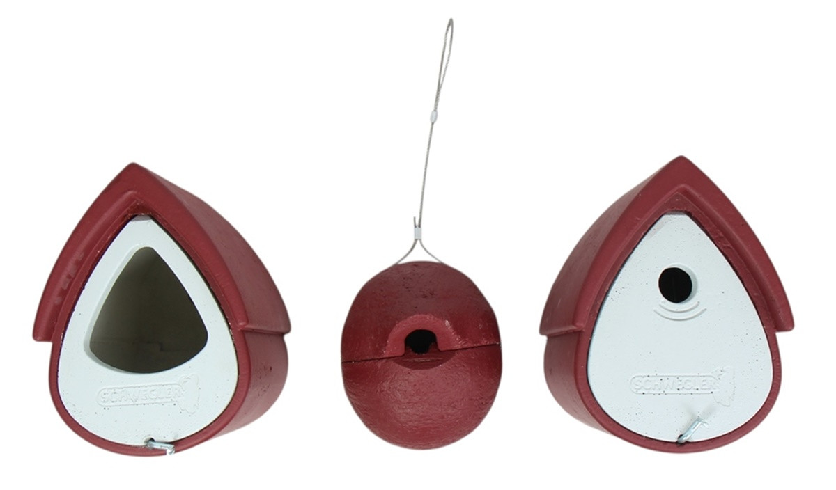 Nisthöhlen Satz 3 Stück Halbhöhle, Zaunkönigkugel, Meisenresidenz Eleganz und Artenschutz rot