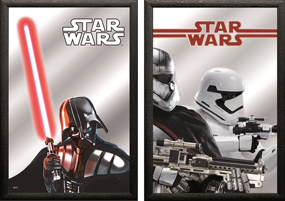 Set: 2 Spiegelbilder Star Wars Film Deko Bild 30x20 cm Wandbilder Hinterglasdruck mit Rahmen