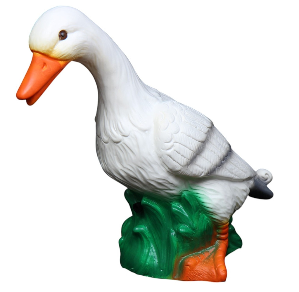 Deko Figur Ente stehend weiß H 28 cm Entenfigur mit Scherz Bewegungsmelder Schnatter Dekofigur