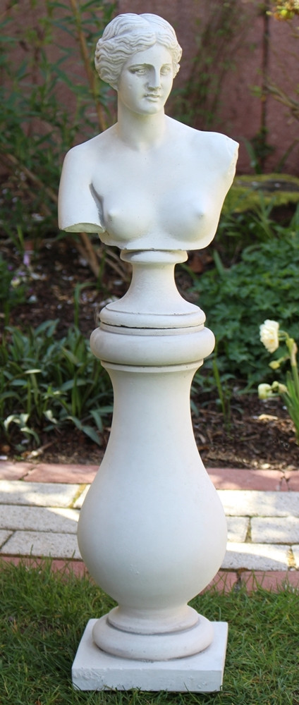 Beton Figuren Statue Büste Venus von Milo auf Baluster Säule H 73 cm Satz Gartenskulpturen
