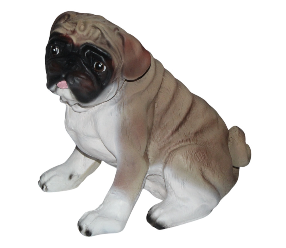 Dekorationsfigur Hund Mops H 25 cm Dekofigur aus Kunstharz