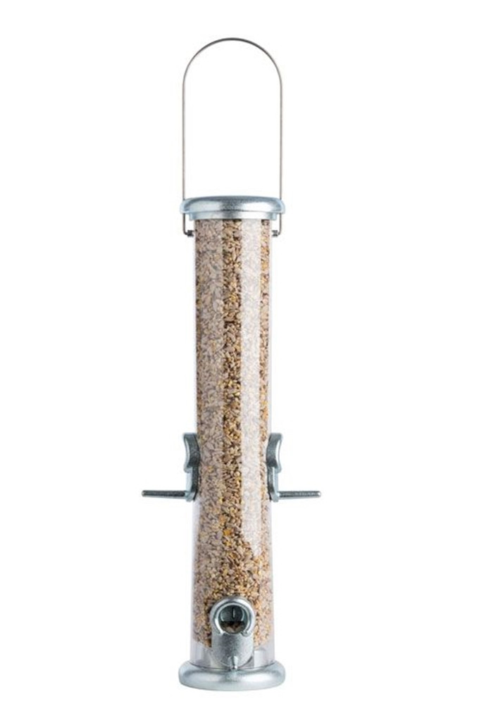 Naturschutzprodukt Futtersäule Ring-Pull Pro midi silber Inhalt 1,0 l Vogelprodukt H 51 cm