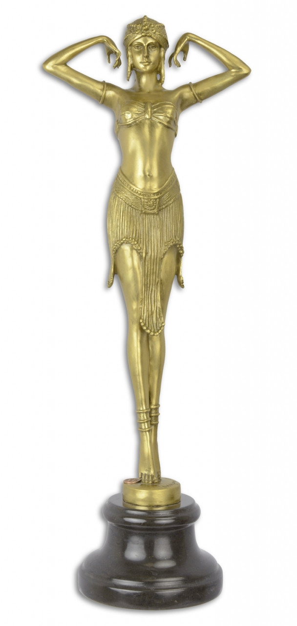 Bronzefigur Bronzeskulptur Bronze Skarabäus Tänzerin Orientalische Frau H 49 cm Deko Figur Skulptur