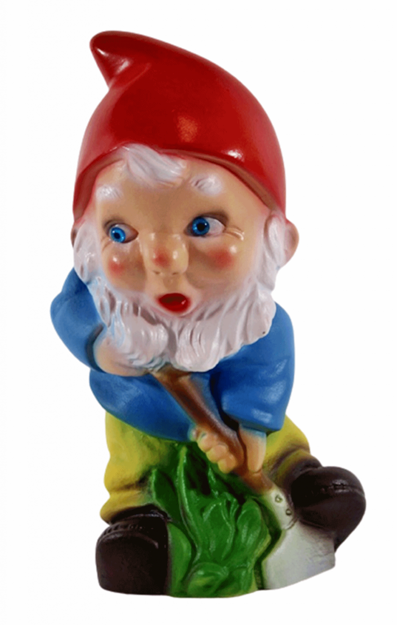 Gartenzwerg Deko Garten Figur Zwerg Gärtner mit Spaten stehend aus Kunststoff Höhe 19 cm