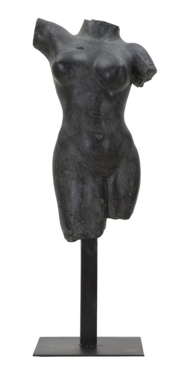 Dekofigur klassische Frauenbüste Skulptur Torso ohne Arme Beine und Kopf schwarz H 50 cm