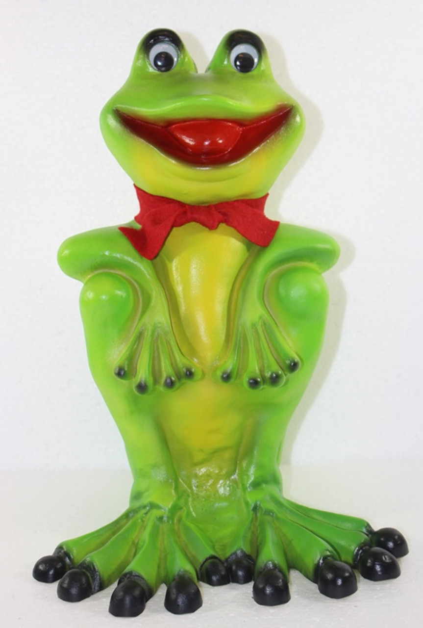 Deko Garten Figur Dekofigur Gartenfigur Tierfigur Frosch mit Schal sitzend aus Kunststoff H 32 cm