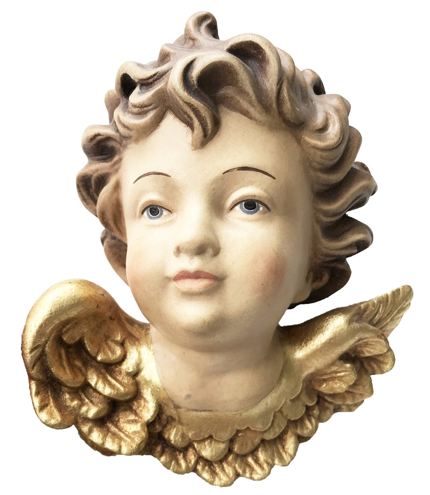 Engel zum aufhängen Schutzengel Engelskopf H 12 cm Holzfigur Deko Statue aus Ahornholz