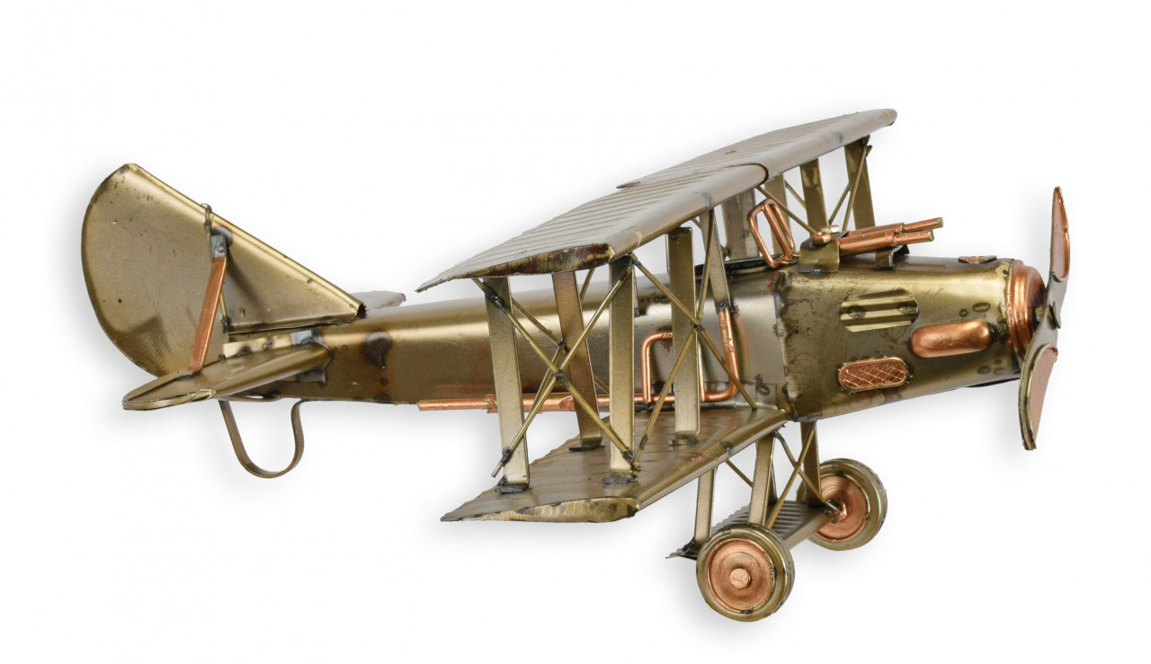 Blechflugzeug Flugzeug bronzefarben Breite 35 cm Deko Figur Modellflugzeug aus Blech