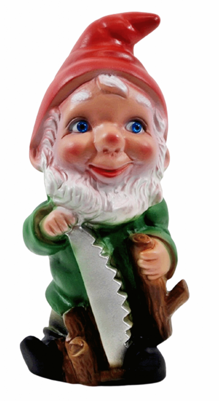 Deko Figur Zwerg Gartenzwerg mit Säge stehend H 19,5 cm Gartenfigur aus Kunststoff
