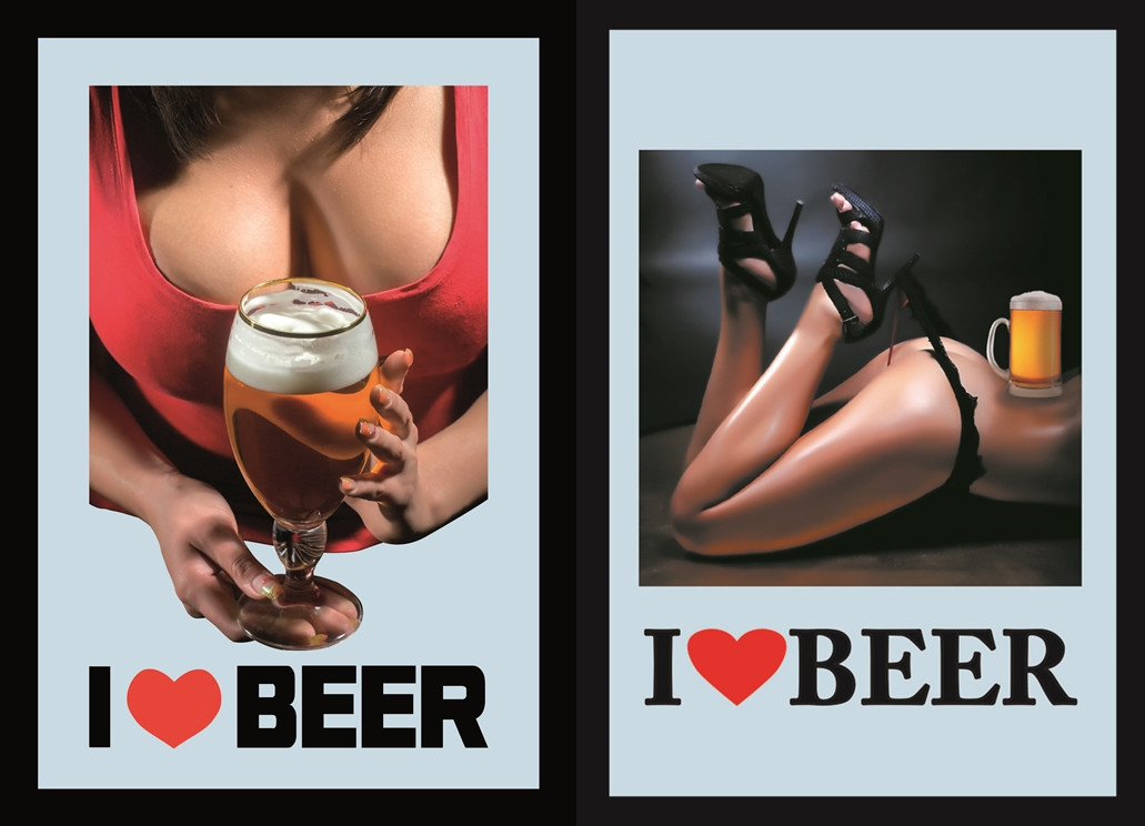 Set: 2 Sexy Spiegelbilder 30x20 cm I love Beer Deko für Bierliebhaber und humorvolle Wanddeko