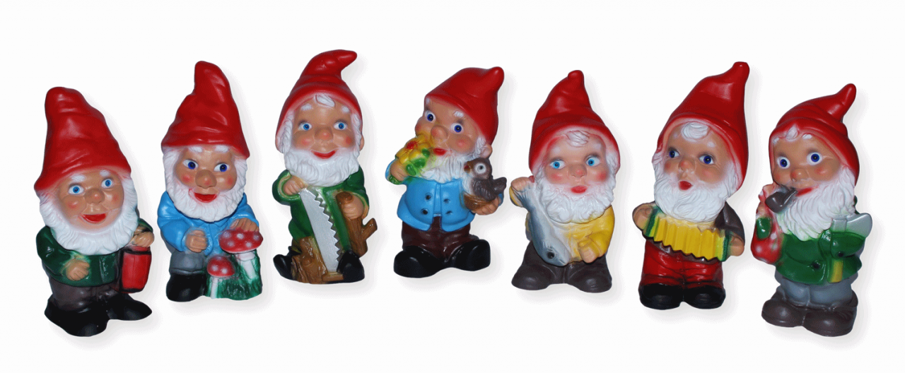 Deko Figur 7 Zwerge H 19-20 cm Gartenfiguren sieben Zwerge stehend Gartenzwerge als Satz sortiert