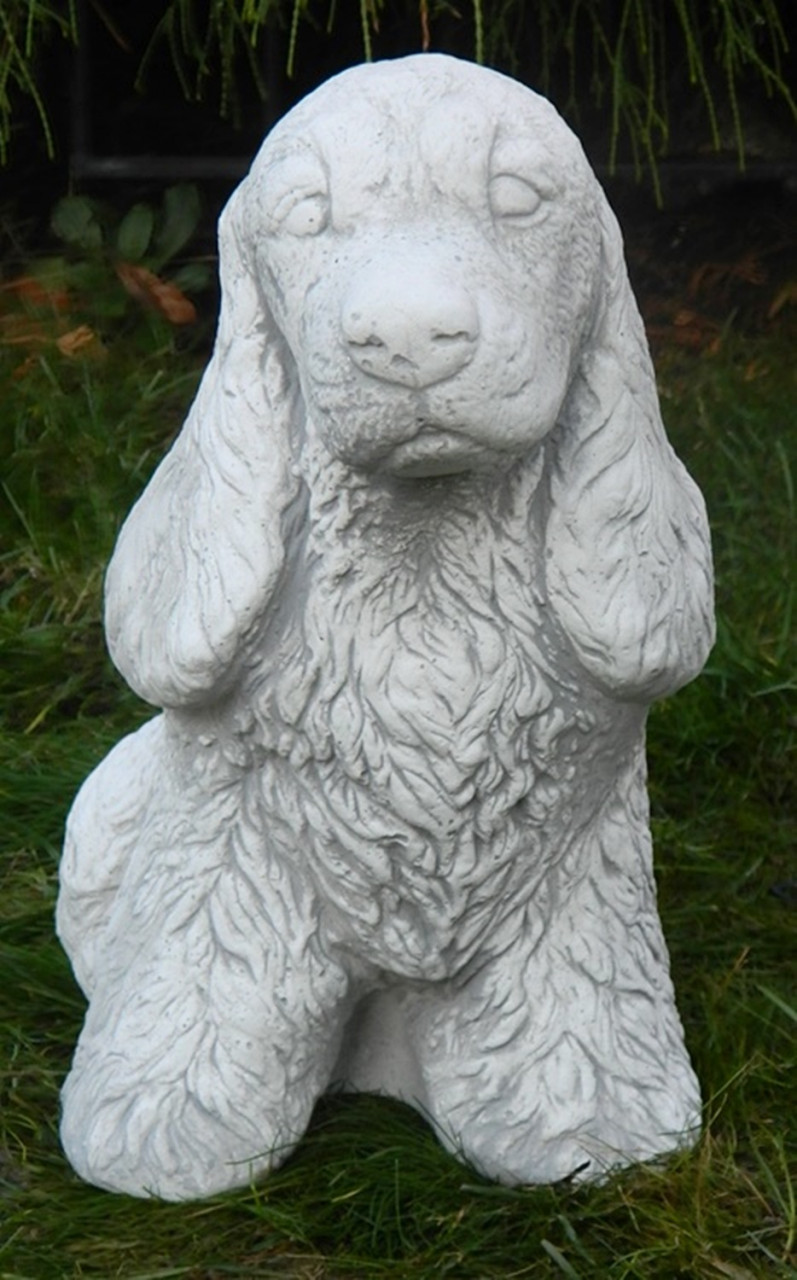 Beton Figur Hund Cocker Spaniel sitzend Hundefigur H 31 cm Dekofigur und Gartenfigur