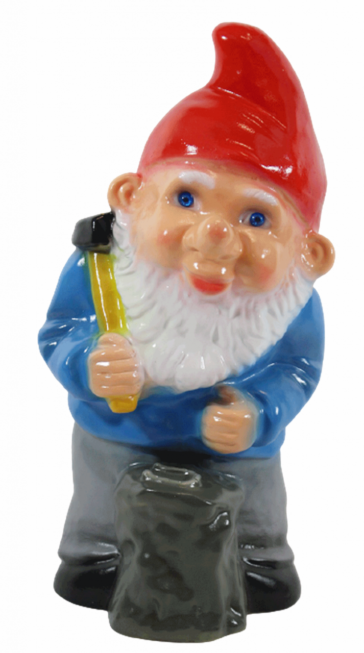 Gartenzwerg Deko Garten Figur Zwerg Schmied stehend mit Hammer in der Hand aus Kunststoff H 28 cm