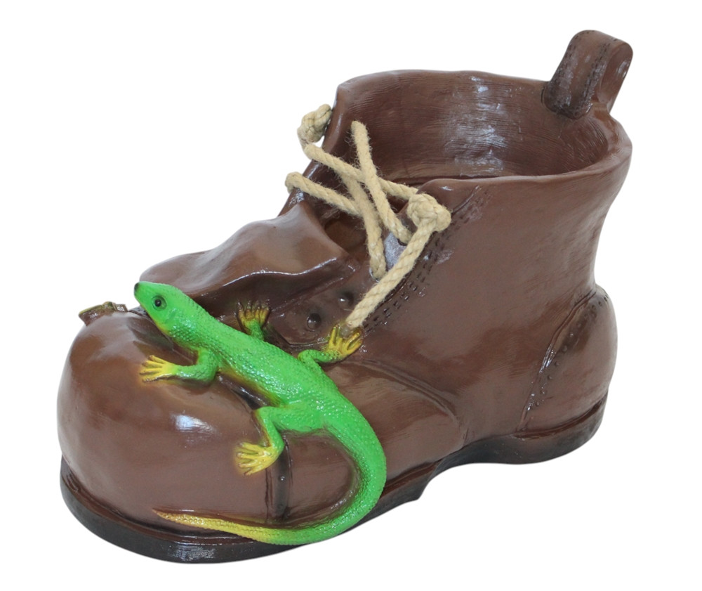 Pflanzfigur Pflanzschuh - rustikales Pflanzgefäß aus Kunststoff, Deko zum Bepflanzen, Höhe 22 cm