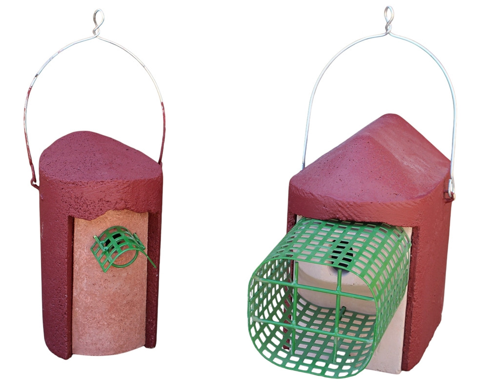 Nisthöhlen 2-er Set rot: Typ 1B mit 26 mm Flugloch + 2GR-WBS mit integriertem Räuberschutz