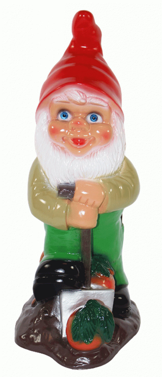 Gartenzwerg Deko Garten Figur Zwerg Rübenbauer stehend mit Spaten u. Karotten aus Kunststoff H 35 cm