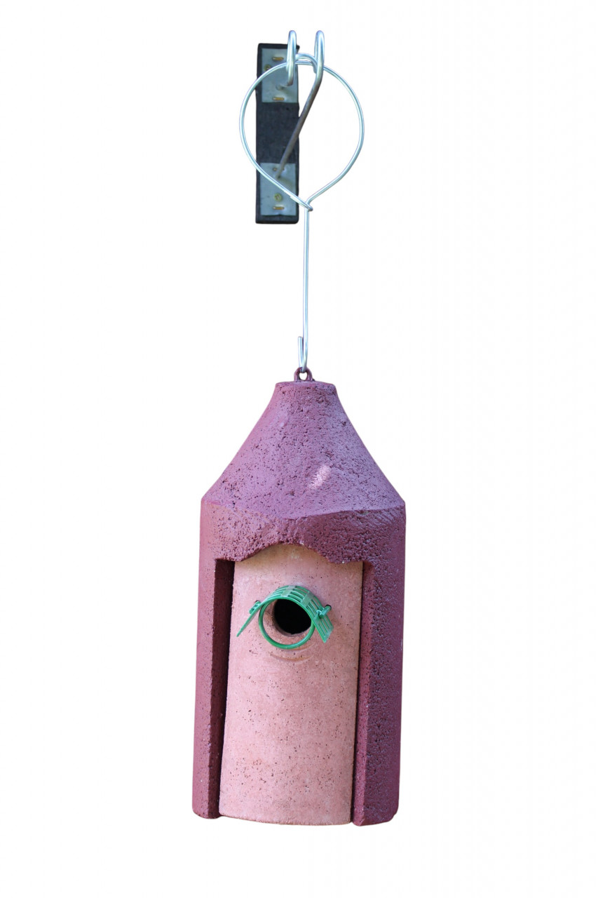 Nisthöhle Typ 2M mit Räuberschutz und FT Aufhängung rot 32 mm Flugloch Nisthilfe für Kleinvögel