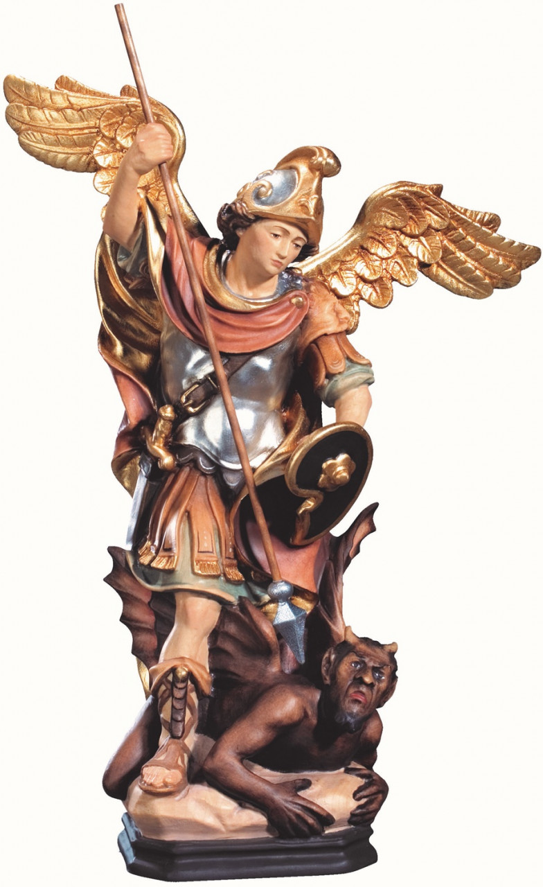 Heiligenfigur Heiliger Erzengel Michael H 15 cm Holzfigur Schutzpatron Statue aus Ahornholz