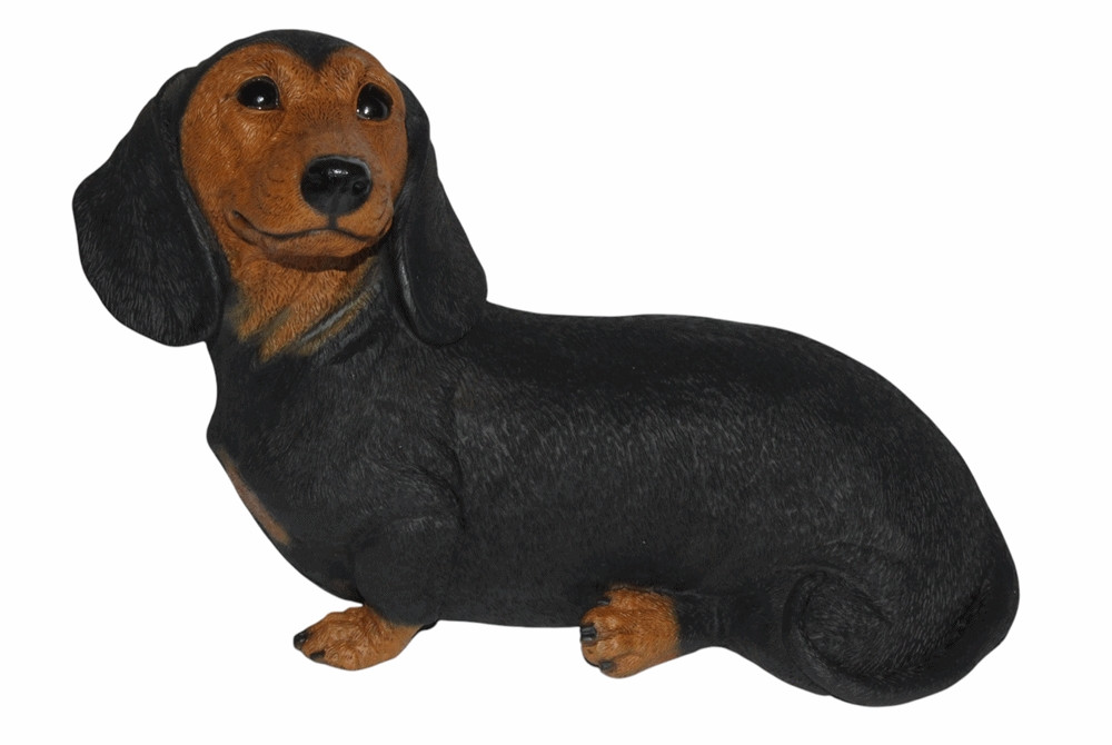 Dekofigur Hund Dackel Dachshund Welpe Hundefigur sitzend Kollektion Castagna aus Resin H 20 cm