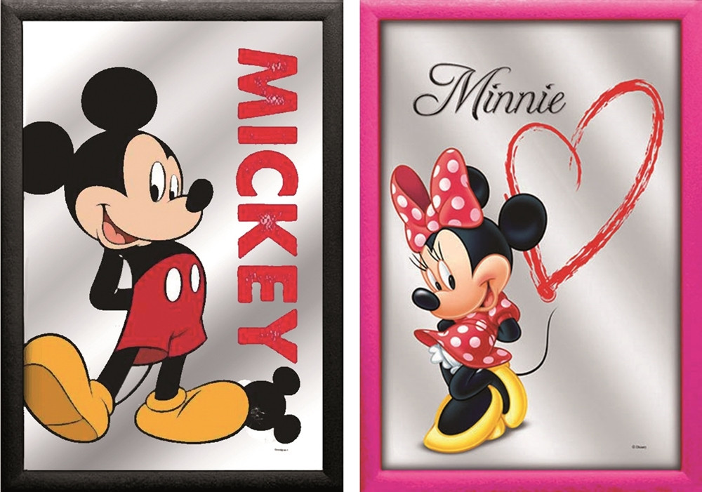 Set: 2 Spiegelbilder Mickey & Minnie Mouse 30x20 cm Kinderzimmer Deko Bild Wandbilder
