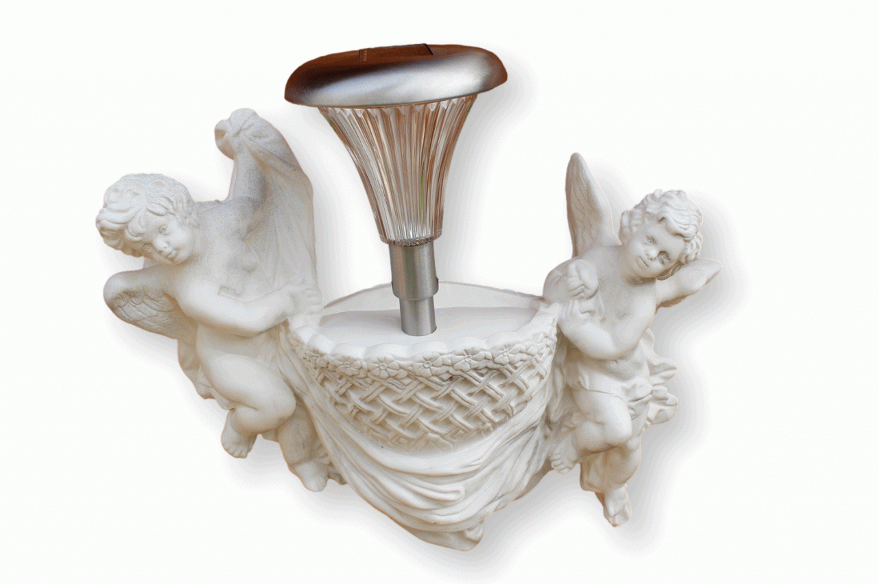 Deko Figur Statue Cestino di uva Engel B 38 cm zum Aufhängen LED Solar Leuchte Skulptur Kunststoff