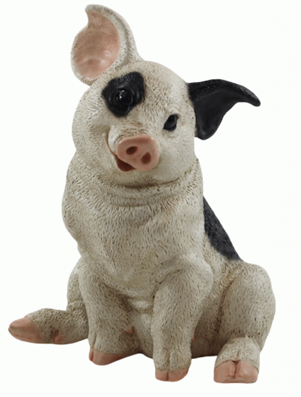 Figur Schwein Ferkel sitzend nach unten schauend gefleckt Kollektion Castagna aus Resin H 22 cm
