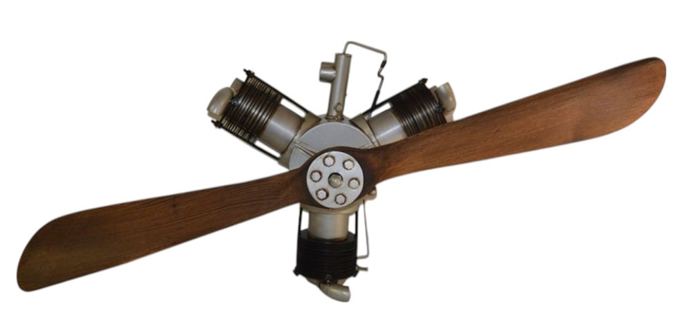 Nostalgie Retro Flugzeug Propeller 2-flügelig mit Motor L 100 cm Luftraum Vintage Deko Flügel