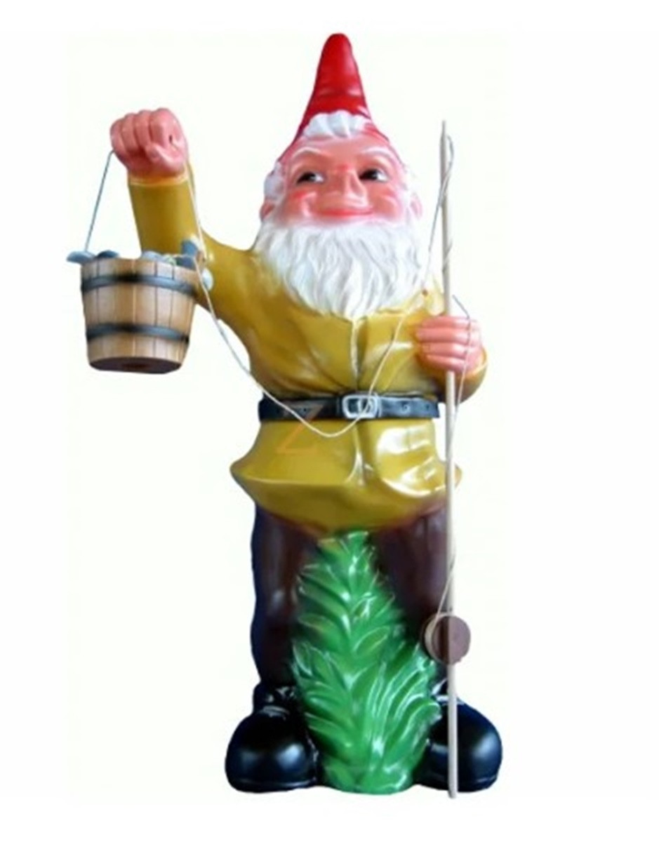 Gartenzwerg Angler Figur XXL-Zwerg stehend H 100 cm großer Deko Zwerg Gartenfigur Kunststoff