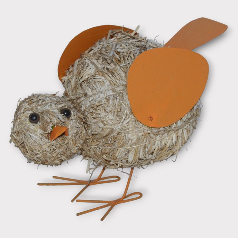 Deko Heu Figur Küken Heuküken H 14 cm Osterdeko Tierfigur aus Naturmaterial Heu zum Basteln Heudeko