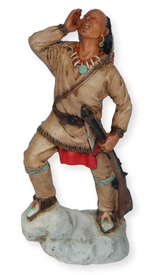 Indianerfigur Indianer Miami Häuptling Little Turtle Skulptur H 17 cm stehend mit Flinte