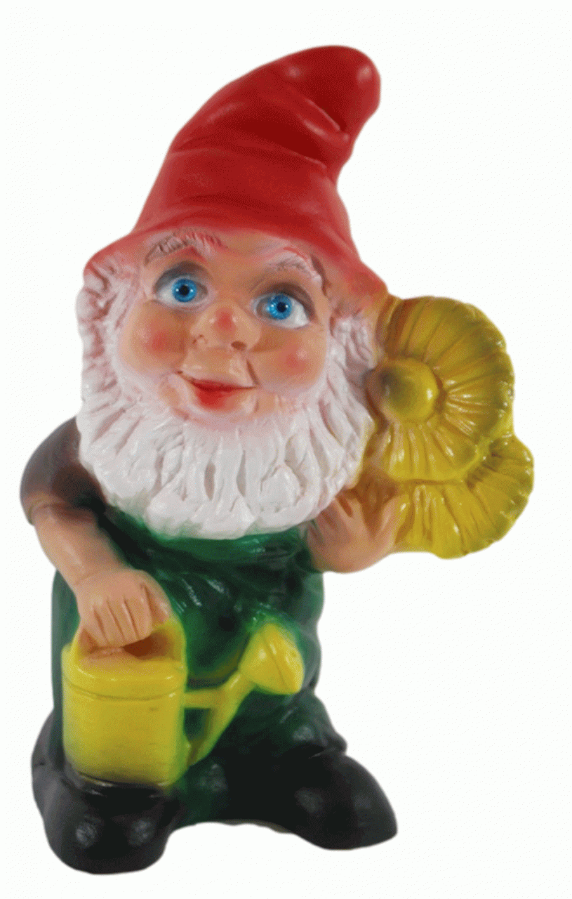 Gartenzwerg Deko Garten Figur Zwerg Gärtner mit Blume und Gießkanne stehend aus Kunststoff H 18,5 cm