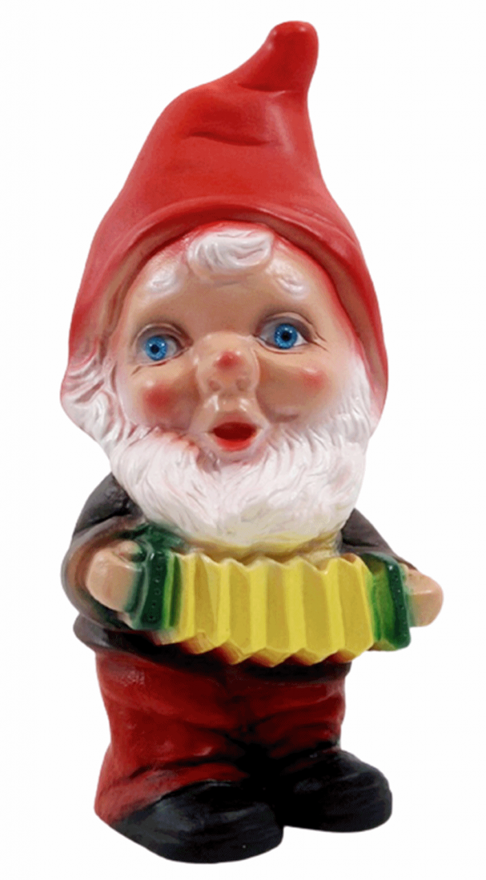 Deko Figur Zwerg H 19 cm Gartenzwerg Musiker mit Harmonika stehend Gartenfigur aus Kunststoff