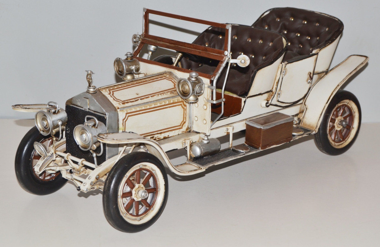 Blechauto Nostalgie Modellauto Oldtimer Automarke Rolls Royce Silver Ghost 1909 aus Blech L 50 cm
