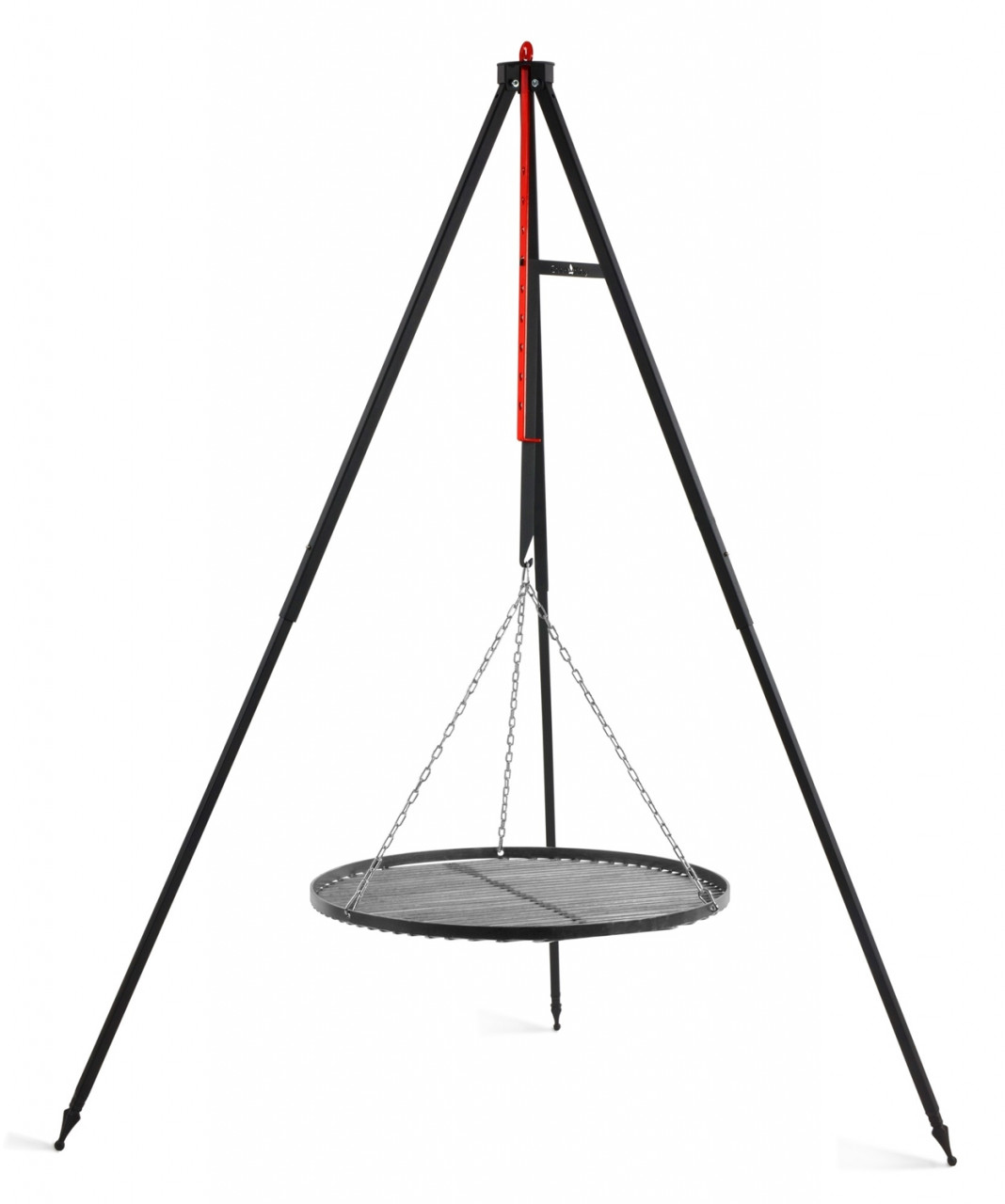 Campinggrill am Dreibein H 160 cm mit Grillrost Ø 60 cm aus Rohstahl Camping Tripod Grillständer