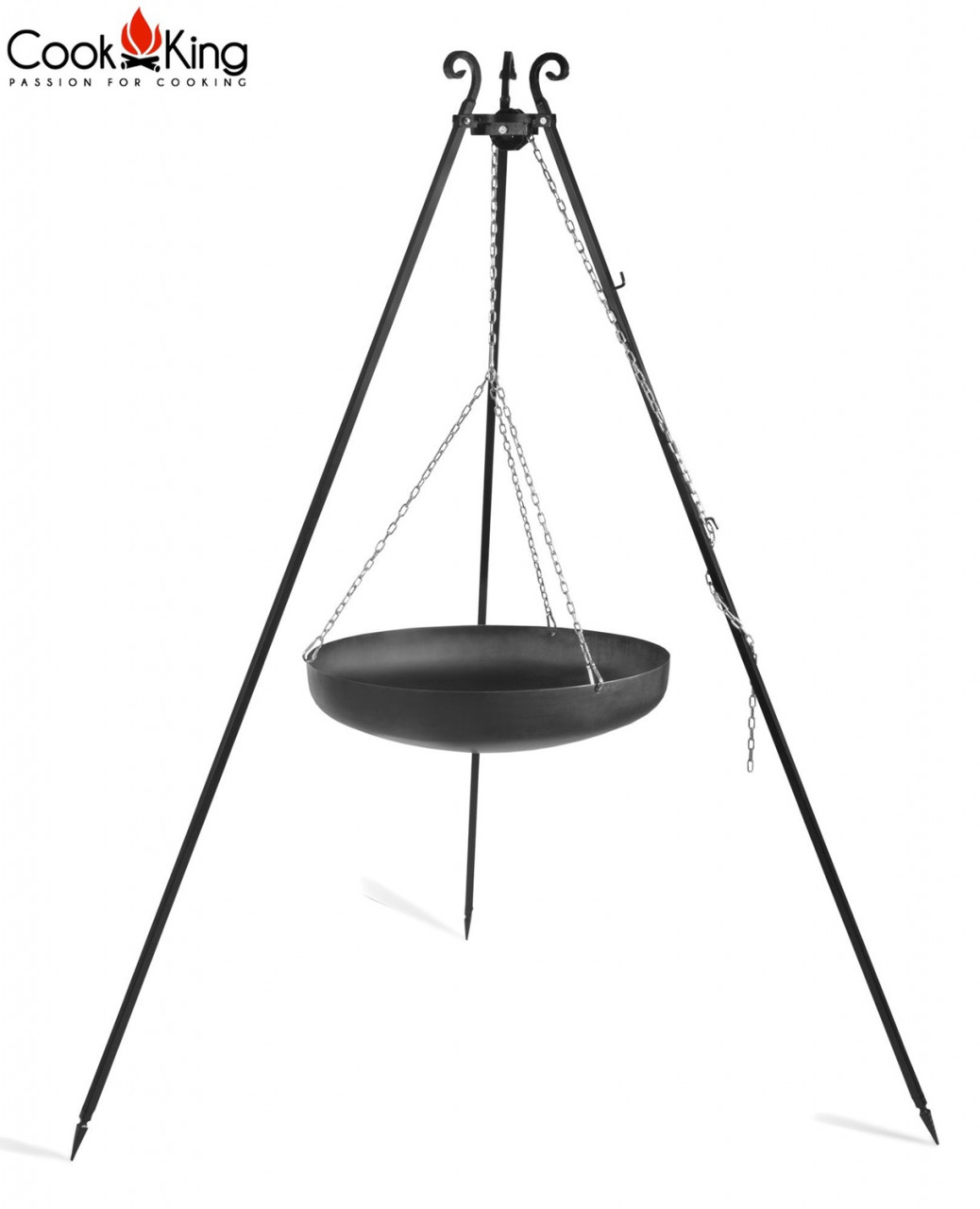 Dreibein H 180 cm mit Wok Ø 60 cm aus Stahl Dreibeingestell Wok Grill Tripod Grillständer