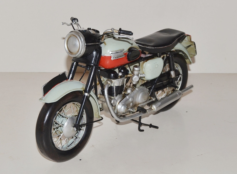 Blechmodell Nostalgie Modellmotorrad Oldtimer Marke Triumph Motorrad Modell aus Blech L 30 cm