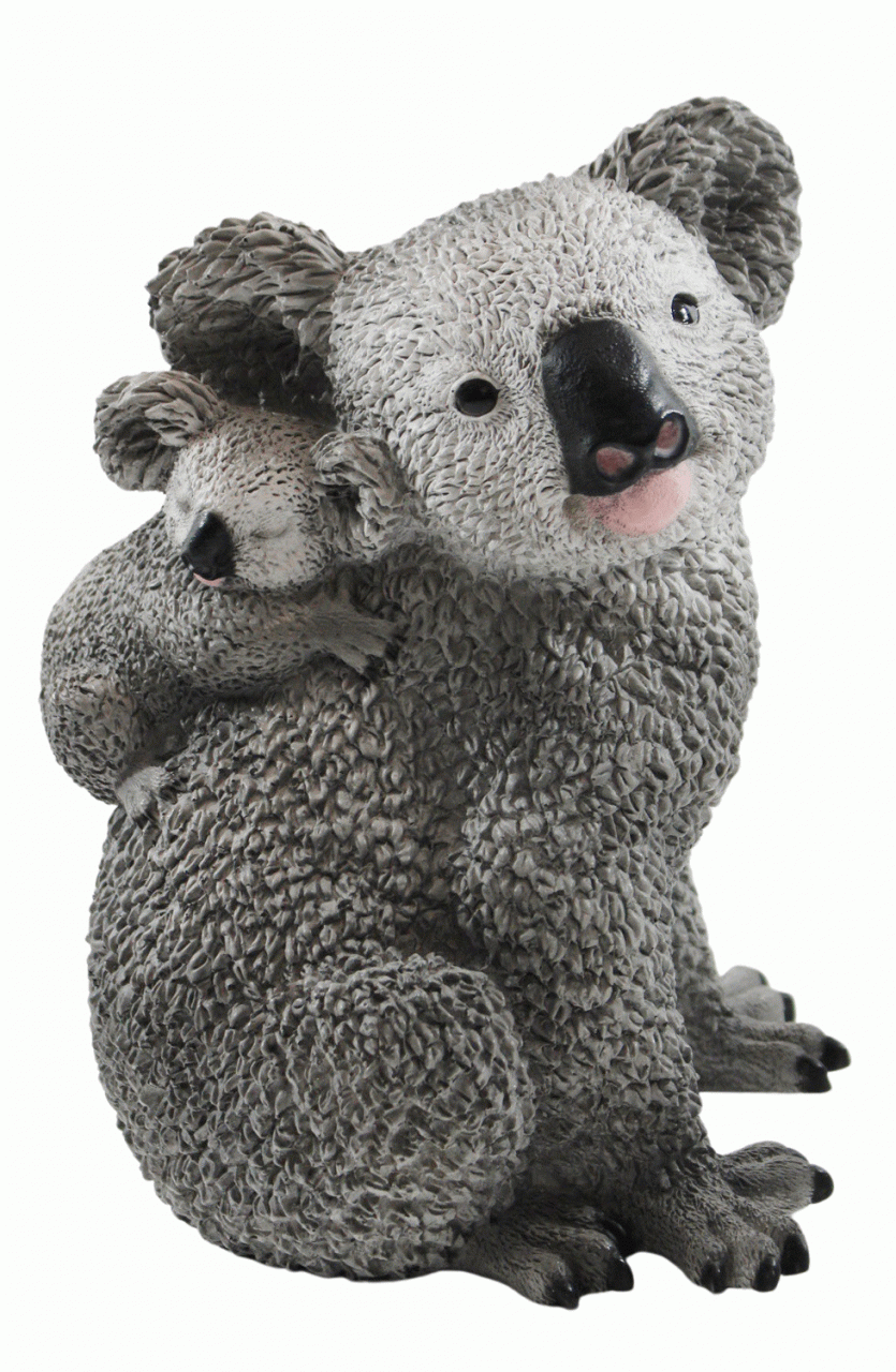 Dekofigur Koala Koalafigur Koalabär mit Baby auf dem Rücken Kollektion Castagna aus Resin H 23 cm
