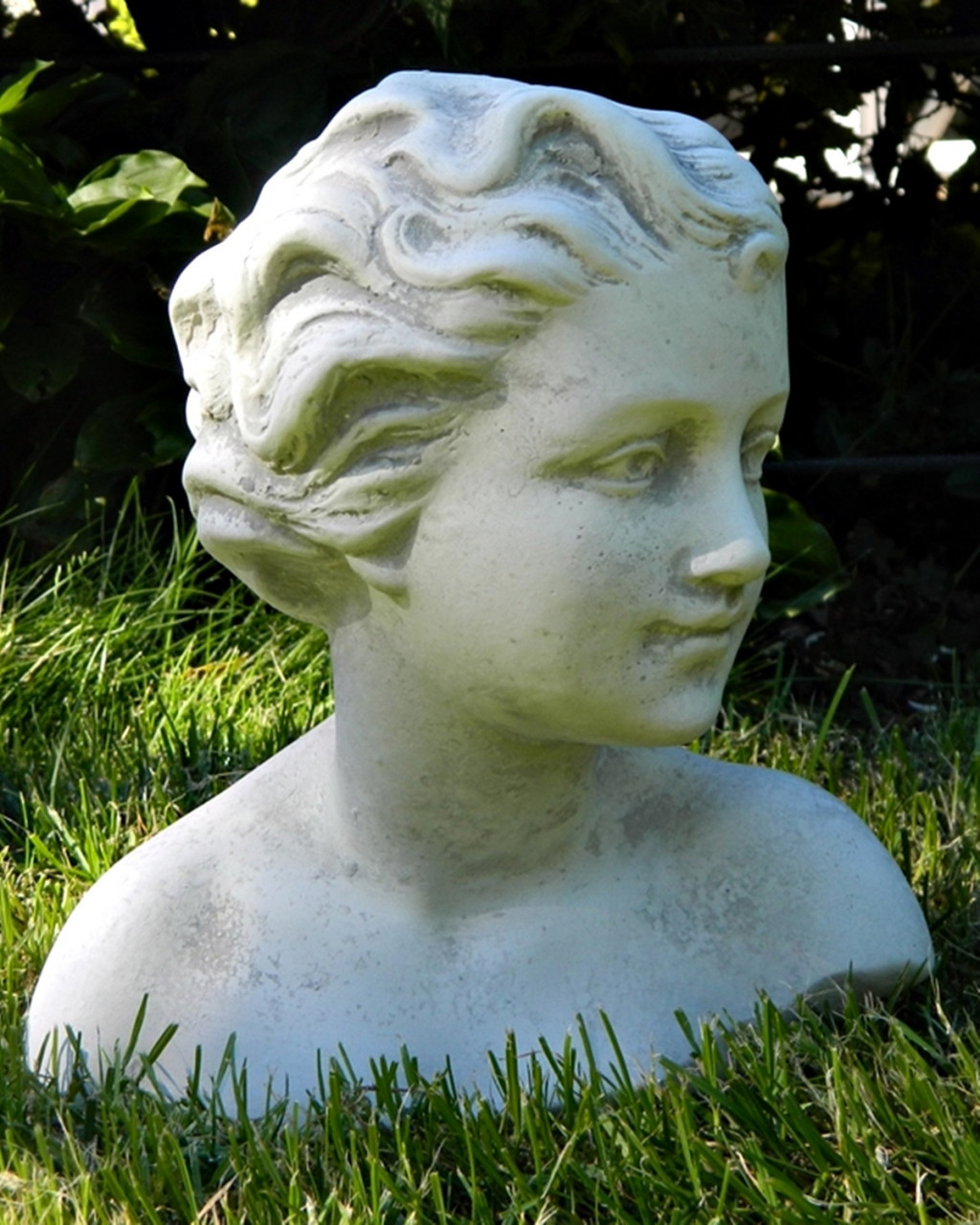 Beton Figur Gartenfigur Büste Mädchen Kind H 25 cm Statue Gartenskulptur aus Beton