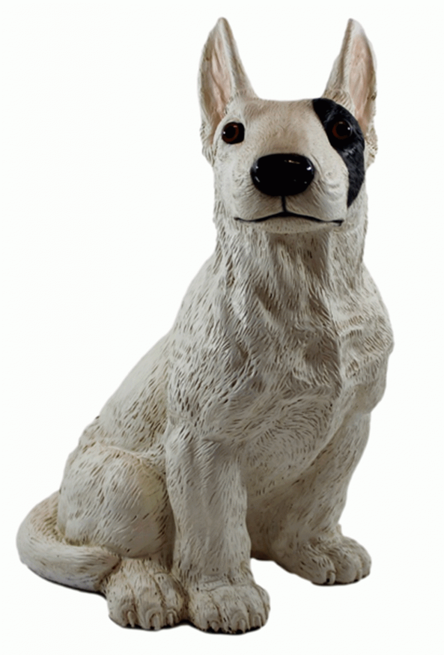 Deko Figur Hund Bull Terrier Hundefigur sitzend weiß Kollektion Castagna aus Resin Höhe 32 cm
