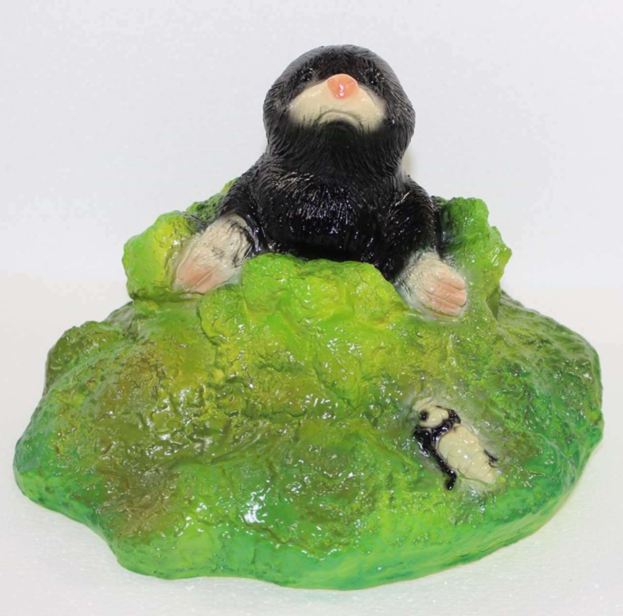 Deko Garten Figur Dekofigur Gartenfigur Tierfigur Maulwurf im Loch aus Kunststoff Höhe 19 cm