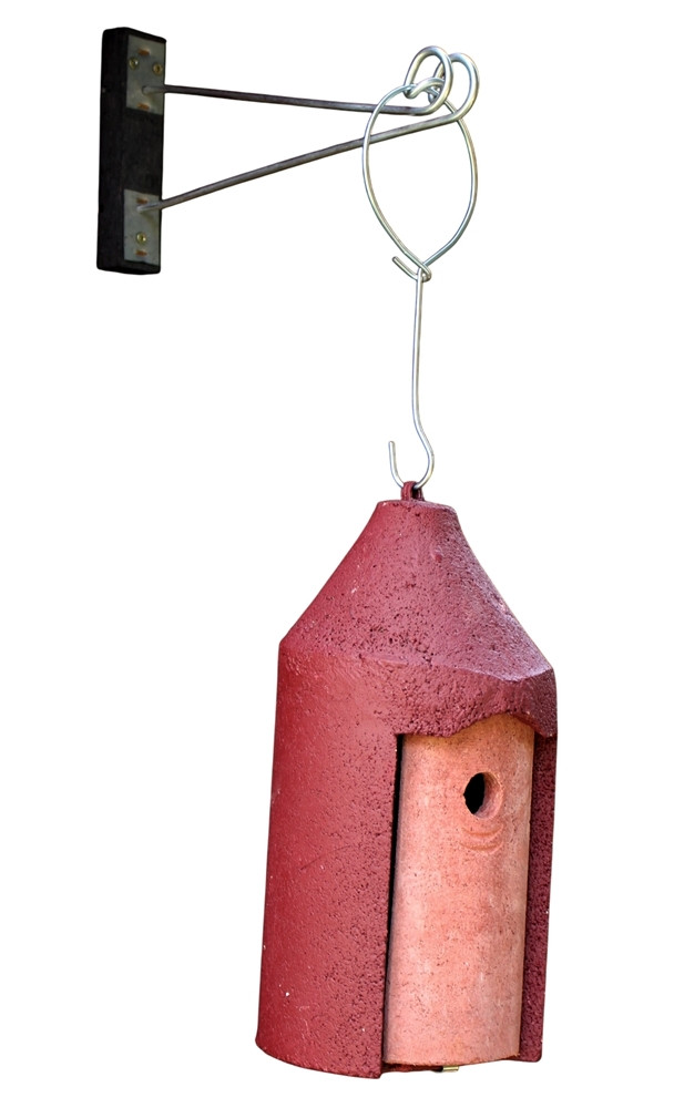 Naturschutzprodukt Nisthöhle Typ 2M in rot Brutinnenraum hängend FT Nisthilfe Flugloch 26 mm