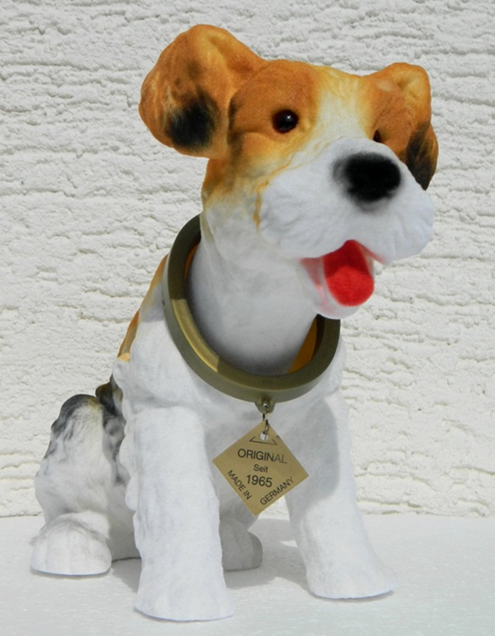 Wackel Figur Hund Fox Terrier Wackelfigur H 20,5cm groß Dekofigur mit Wackelkopf