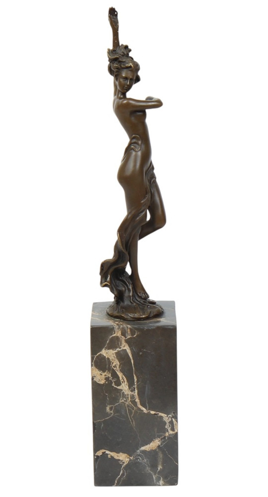 Bronzefigur tanzende Frau Akt Skulptur aus Bronze, Höhe 36,5 cm, elegante Damen Statue